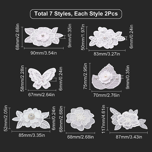 PandaHall Gorgecraft 14Pcs 7 Style Lace Embroidery Costume Accessories, Applique Patch, Flower & Leaf & Butterfly with Crystal Rhinestone..., White
PandaHall Gorgecraft 14Pcs 7 Style Lace Embroidery Costume Accessories, Applique Patch, Flower & Leaf & Butterfly with Crystal Rhinestone..., White