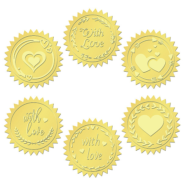PandaHall 6 Patterns Aluminium-foil Paper Adhesive Embossed Stickers, For Envelope Seal, Heart, 165x211mm, Stickers: 50mm, 12 sheets/set...
PandaHall 6 Patterns Aluminium-foil Paper Adhesive Embossed Stickers, For Envelope Seal, Heart, 165x211mm, Stickers: 50mm, 12 sheets/set...