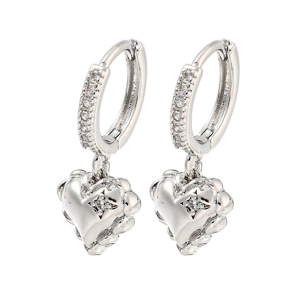 PandaHall Heart Brass Micro Pave Clear Cubic Zirconia Huggie Hoop Dangle Earrings for Women, Platinum, 22x10mm Cubic Zirconia Heart
PandaHall Heart Brass Micro Pave Clear Cubic Zirconia Huggie Hoop Dangle Earrings for Women, Platinum, 22x10mm Cubic Zirconia Heart