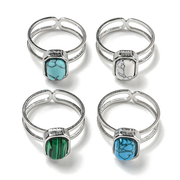 PandaHall 304 Stainless Steel Open Cuff Rings, Synthetic Malachite & Turquoise Rectangle Finger Rings for Women Men, Stainless Steel Color...
PandaHall 304 Stainless Steel Open Cuff Rings, Synthetic Malachite & Turquoise Rectangle Finger Rings for Women Men, Stainless Steel Color...