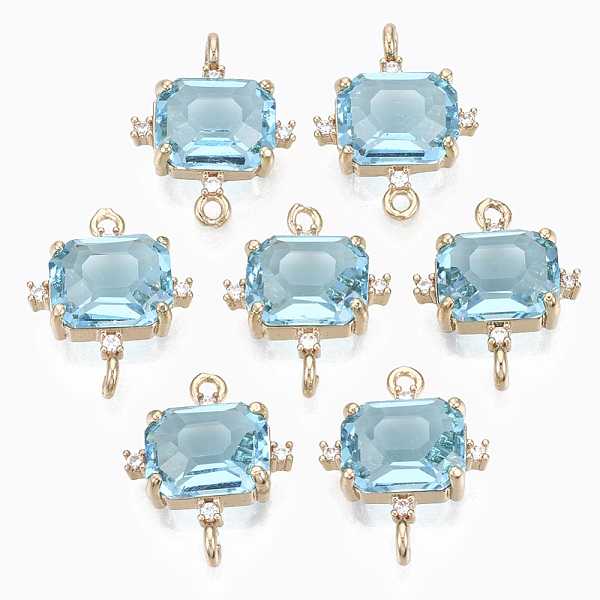 PandaHall Glass Links connectors, with Brass Micro Pave Cubic Zirconia, Faceted, Cuboid, Light Gold, Cyan, 17.5x14x5.5mm, Hole: 1.2mm...
PandaHall Glass Links connectors, with Brass Micro Pave Cubic Zirconia, Faceted, Cuboid, Light Gold, Cyan, 17.5x14x5.5mm, Hole: 1.2mm...