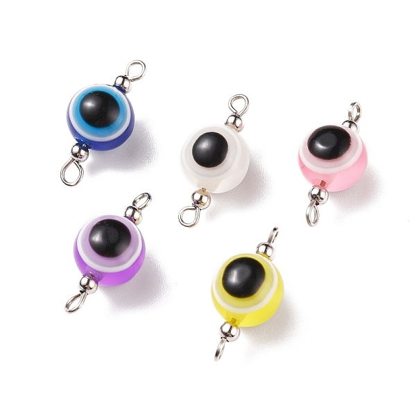 PandaHall Evil Eye Resin Connector Charms, with 304 Stainless Steel Smooth Round Spacer Beads, Stainless Steel Color, Round, Mixed Color..., Multicolor
PandaHall Evil Eye Resin Connector Charms, with 304 Stainless Steel Smooth Round Spacer Beads, Stainless Steel Color, Round, Mixed Color..., Multicolor