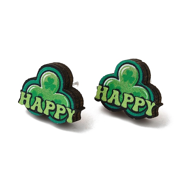 PandaHall Saint Patrick's Day Green Wood Stud Earrings, with 316 Stainless Steel Pins, Word, 13.5x16.5mm Wood Word Green
PandaHall Saint Patrick's Day Green Wood Stud Earrings, with 316 Stainless Steel Pins, Word, 13.5x16.5mm Wood Word Green