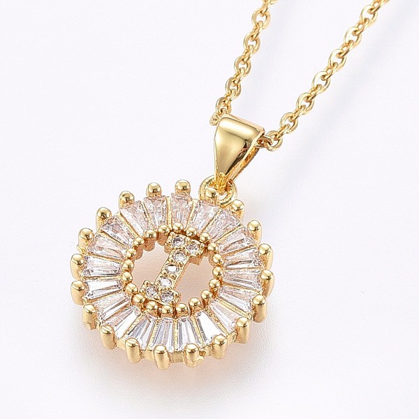 PandaHall 304 Stainless Steel Initial Pendant Necklaces, with Cubic Zirconia, Flat Round with Letter, Golden, Letter.I, 17.71 inch(45cm)..., Clear
PandaHall 304 Stainless Steel Initial Pendant Necklaces, with Cubic Zirconia, Flat Round with Letter, Golden, Letter.I, 17.71 inch(45cm)..., Clear