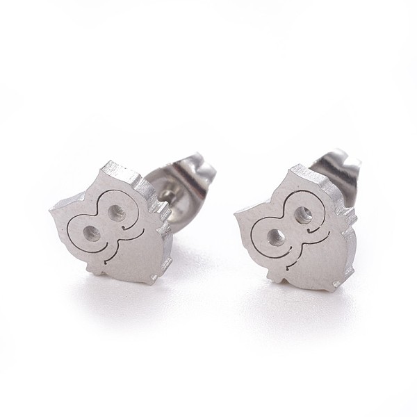 PandaHall 304 Stainless Steel Stud Earrings, Hypoallergenic Earrings, with Ear Nuts/Earring Back, Owl, Stainless Steel Color, 8.5x7.8mm, Pin...
PandaHall 304 Stainless Steel Stud Earrings, Hypoallergenic Earrings, with Ear Nuts/Earring Back, Owl, Stainless Steel Color, 8.5x7.8mm, Pin...