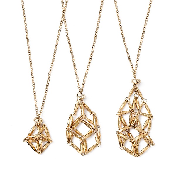 PandaHall Ion Plating(IP) 304 Stainless Steel Macrame Pouch Empty Stone Holder for Pendant Necklaces Making, with Cable Chains & Lobster...
PandaHall Ion Plating(IP) 304 Stainless Steel Macrame Pouch Empty Stone Holder for Pendant Necklaces Making, with Cable Chains & Lobster...