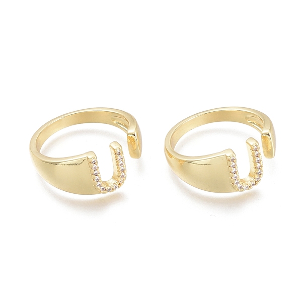 PandaHall Brass Micro Pave Clear Cubic Zirconia Cuff Rings, Open Rings, Real 18K Gold Plated, Letter, Letter.U, US Size 6(16.5mm), U...
PandaHall Brass Micro Pave Clear Cubic Zirconia Cuff Rings, Open Rings, Real 18K Gold Plated, Letter, Letter.U, US Size 6(16.5mm), U...