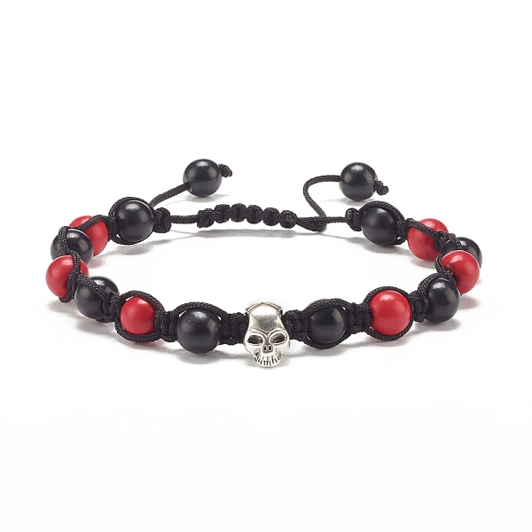 PandaHall Round Synthetic Turquoise(Dyed) Braided Bead Bracelet with Alloy Skull, Gemstone Jewelry for Women, Dark Red, Inner Diameter...
PandaHall Round Synthetic Turquoise(Dyed) Braided Bead Bracelet with Alloy Skull, Gemstone Jewelry for Women, Dark Red, Inner Diameter...