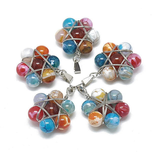 PandaHall Natural Agate Pendants, with Iron Wire and Brass Findings, Dyed, Flower, 35~38x30.5~32x11~13mm, Hole: 8x4mm Natural Agate Flower
PandaHall Natural Agate Pendants, with Iron Wire and Brass Findings, Dyed, Flower, 35~38x30.5~32x11~13mm, Hole: 8x4mm Natural Agate Flower
