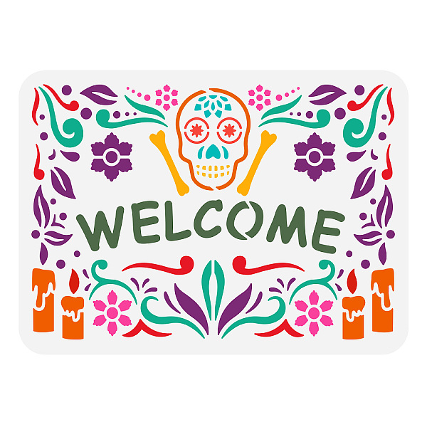 PandaHall FINGERINSPIRE Welcome Stencil 11.7x8.3 inch Day of The Dead Sugar Skull Stencil Plastic Sugar Skull Flowers Candles Patterns...
PandaHall FINGERINSPIRE Welcome Stencil 11.7x8.3 inch Day of The Dead Sugar Skull Stencil Plastic Sugar Skull Flowers Candles Patterns...