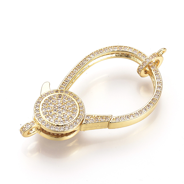 PandaHall Brass Micro Pave Cubic Zirconia Lobster Claw Clasps, Golden, 45x22.5x7mm, Hole: 1~2mm Brass+Cubic Zirconia Others
PandaHall Brass Micro Pave Cubic Zirconia Lobster Claw Clasps, Golden, 45x22.5x7mm, Hole: 1~2mm Brass+Cubic Zirconia Others