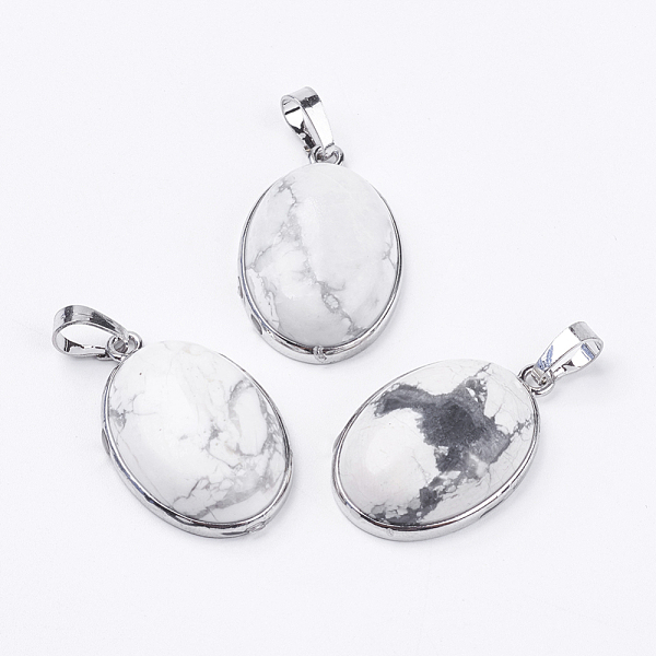 PandaHall Natural Howlite Pendants, with Brass Findings, Oval, Platinum, Cadmium Free & Lead Free, 31x20x7.5mm, Hole: 5x8mm Howlite Oval
PandaHall Natural Howlite Pendants, with Brass Findings, Oval, Platinum, Cadmium Free & Lead Free, 31x20x7.5mm, Hole: 5x8mm Howlite Oval