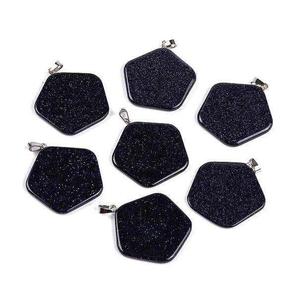 PandaHall Synthetic Blue Goldstone Pendants, Pentagon Charms with 201 Stainless Steel Snap on Bails, 35~36x33~33.5x3~4.5mm, Hole: 6x3mm Blue...
PandaHall Synthetic Blue Goldstone Pendants, Pentagon Charms with 201 Stainless Steel Snap on Bails, 35~36x33~33.5x3~4.5mm, Hole: 6x3mm Blue...