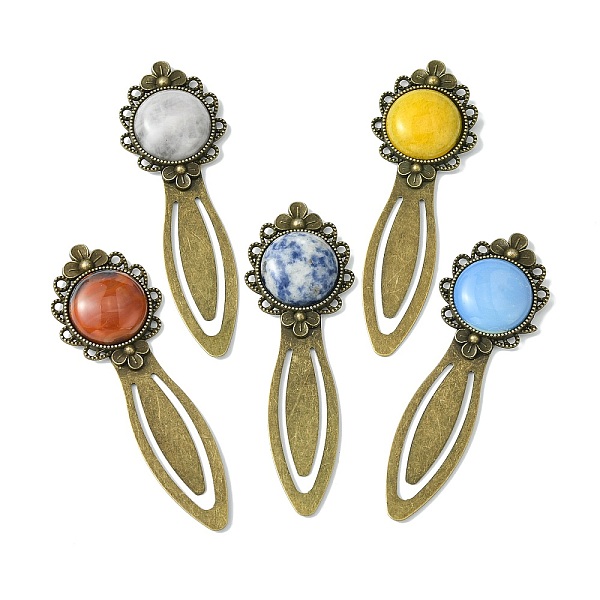 PandaHall Mixed Natural & Synthetic Round Gemsotne Bookmarks, Alloy Book Marking Clips, 83x28x8.5~9mm Mixed Stone Round
PandaHall Mixed Natural & Synthetic Round Gemsotne Bookmarks, Alloy Book Marking Clips, 83x28x8.5~9mm Mixed Stone Round