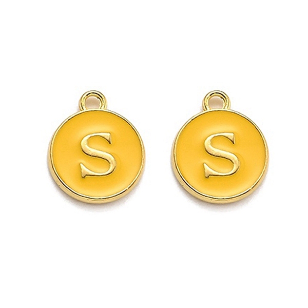 PandaHall Golden Plated Alloy Enamel Charms, Enamelled Sequins, Flat Round with Alphabet, Letter.S, Yellow, 14x12x2mm, Hole: 1.5mm...
PandaHall Golden Plated Alloy Enamel Charms, Enamelled Sequins, Flat Round with Alphabet, Letter.S, Yellow, 14x12x2mm, Hole: 1.5mm...