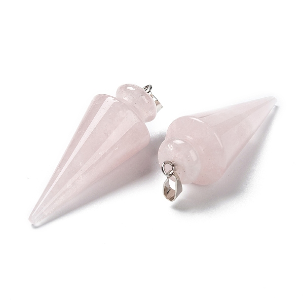 PandaHall Natural Rose Quartz Pendants, with Platinum Brass Findings, Cone, 40~44x15~16mm, Hole: 3x7mm Rose Quartz Cone
PandaHall Natural Rose Quartz Pendants, with Platinum Brass Findings, Cone, 40~44x15~16mm, Hole: 3x7mm Rose Quartz Cone