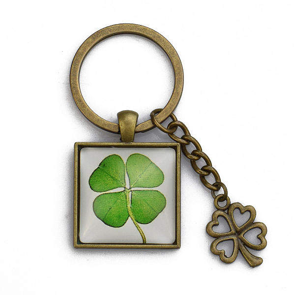 PandaHall Luminous Alloy Glass Keychain, with Key Rings, Square with Clover, Antique Bronze, 2.8x2.8cm, Ring: 30mm Alloy Square
PandaHall Luminous Alloy Glass Keychain, with Key Rings, Square with Clover, Antique Bronze, 2.8x2.8cm, Ring: 30mm Alloy Square