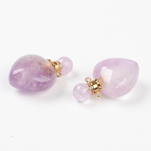 PandaHall Natural Amethyst Pendants, Openable Perfume Bottle, with Golden Tone Brass Findings, Heart Shape, 33~35x22~23x12~13mm, Hole: 3.5mm...
PandaHall Natural Amethyst Pendants, Openable Perfume Bottle, with Golden Tone Brass Findings, Heart Shape, 33~35x22~23x12~13mm, Hole: 3.5mm...