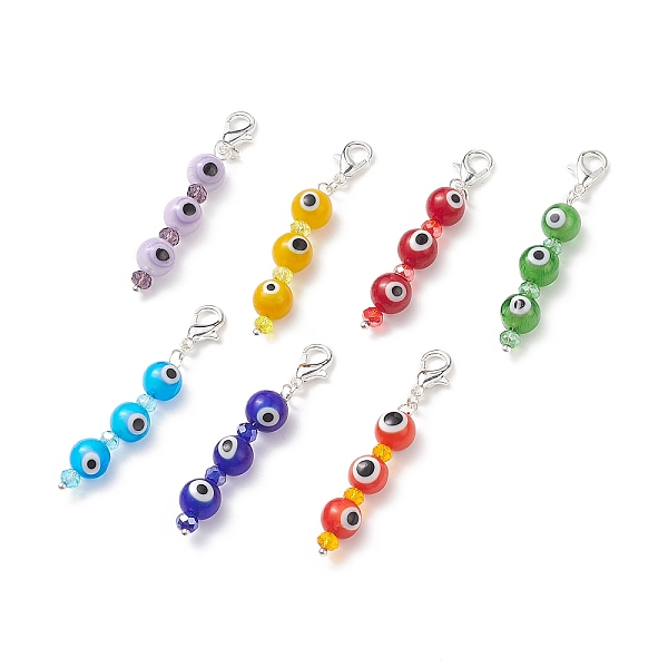 PandaHall 7 Chakra Handmade Lampwork Evil Eye Beaded Pendant Decorations, Zinc Alloy Lobster Clasp Charms with Glass Faceted Beads, Clip-on..., Multicolor
PandaHall 7 Chakra Handmade Lampwork Evil Eye Beaded Pendant Decorations, Zinc Alloy Lobster Clasp Charms with Glass Faceted Beads, Clip-on..., Multicolor
