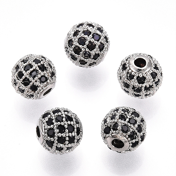 PandaHall Rack Plating Brass Cubic Zirconia Beads, Long-Lasting Plated, Round, Platinum, 8x7mm, Hole: 2mm Brass+Cubic Zirconia Round Black
PandaHall Rack Plating Brass Cubic Zirconia Beads, Long-Lasting Plated, Round, Platinum, 8x7mm, Hole: 2mm Brass+Cubic Zirconia Round Black