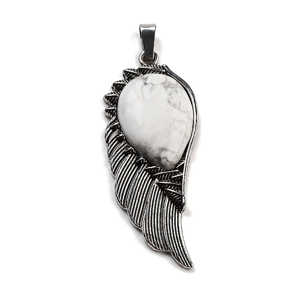 PandaHall Natural Howlite Big Pendants, Wing Charms with Alloy Findings, Antique Silver, 56.5~57x22.5~23x7~8mm, Hole: 4x8.5mm Howlite Wing
PandaHall Natural Howlite Big Pendants, Wing Charms with Alloy Findings, Antique Silver, 56.5~57x22.5~23x7~8mm, Hole: 4x8.5mm Howlite Wing