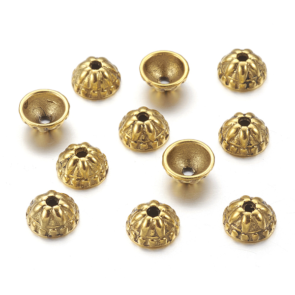 PandaHall Tibetan Style Alloy Caps, Cadmium Free & Lead Free, Antique Golden, 8x4mm, Hole: 1.5mm Alloy
PandaHall Tibetan Style Alloy Caps, Cadmium Free & Lead Free, Antique Golden, 8x4mm, Hole: 1.5mm Alloy