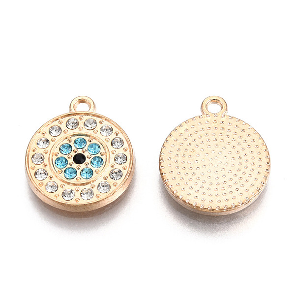PandaHall Rack Plating Alloy Pendants, with Rhinestone, Flat Round, Light Gold, Cadmium Free & Nickel Free & Lead Free, Aquamarine..., Cyan
PandaHall Rack Plating Alloy Pendants, with Rhinestone, Flat Round, Light Gold, Cadmium Free & Nickel Free & Lead Free, Aquamarine..., Cyan