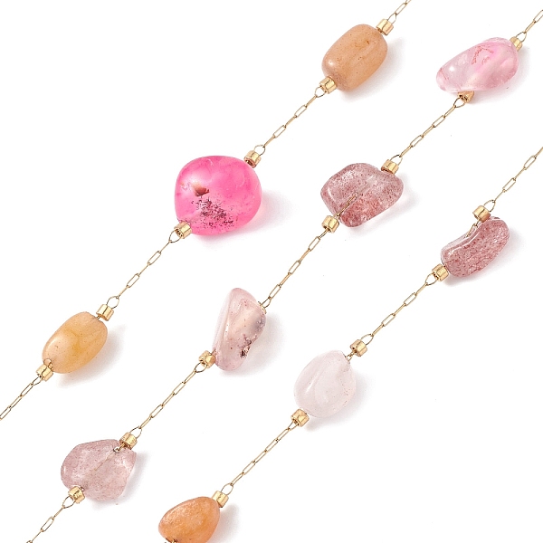 PandaHall 304 Stainless Steel Nuggets Gemstone Link Chains, Unwelded, with Spool, Golden, 2x0.7x0.2mm Mixed Stone
PandaHall 304 Stainless Steel Nuggets Gemstone Link Chains, Unwelded, with Spool, Golden, 2x0.7x0.2mm Mixed Stone