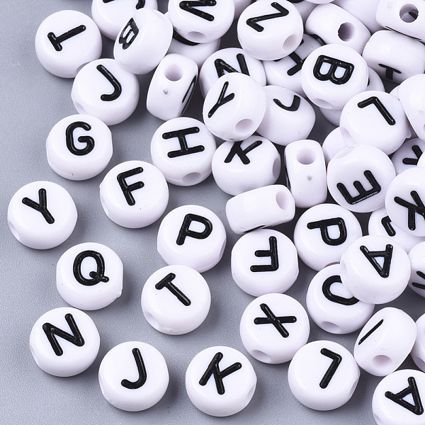 PandaHall White Opaque Acrylic Beads, Horizontal Hole, Flat Round with Letter, Black, Letter, 7x4mm, Hole: 1.8mm, about 3900pcs/500g Acrylic...
PandaHall White Opaque Acrylic Beads, Horizontal Hole, Flat Round with Letter, Black, Letter, 7x4mm, Hole: 1.8mm, about 3900pcs/500g Acrylic...