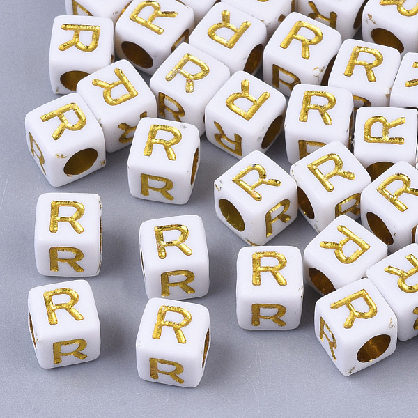 PandaHall Plating Acrylic Beads, Horizontal Hole, Golden Metal Enlaced, Alphabet Style, Cube, Letter.R, 5.5~6x5.5~6x5.5~6mm, Hole: 3.5mm..., Gold
PandaHall Plating Acrylic Beads, Horizontal Hole, Golden Metal Enlaced, Alphabet Style, Cube, Letter.R, 5.5~6x5.5~6x5.5~6mm, Hole: 3.5mm..., Gold
