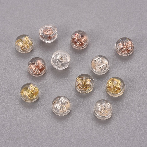 PandaHall Brass & Plastic Ear Nuts, Earring Backs, Long-Lasting Plated, Half Round, Mixed Color, 5.5x4mm, Hole: 0.6mm Plastic Clear
PandaHall Brass & Plastic Ear Nuts, Earring Backs, Long-Lasting Plated, Half Round, Mixed Color, 5.5x4mm, Hole: 0.6mm Plastic Clear