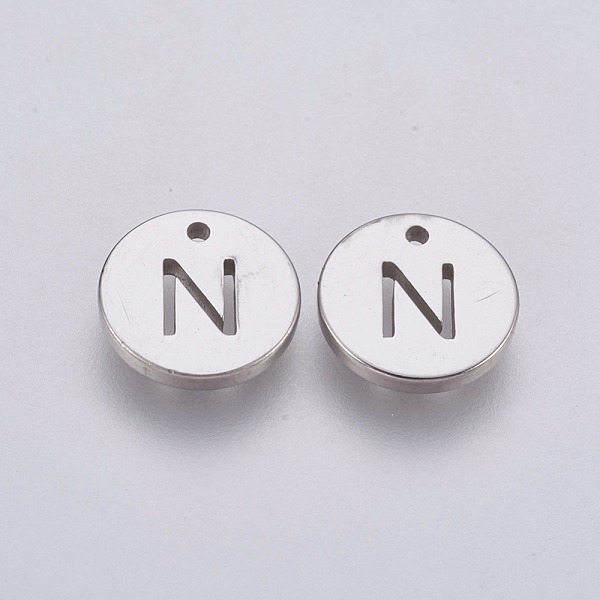 PandaHall 304 Stainless Steel Charms, Flat Round with Letter, Stainless Steel Color, Letter.N, 10x1mm, Hole: 1mm 304 Stainless Steel Letter...
PandaHall 304 Stainless Steel Charms, Flat Round with Letter, Stainless Steel Color, Letter.N, 10x1mm, Hole: 1mm 304 Stainless Steel Letter...