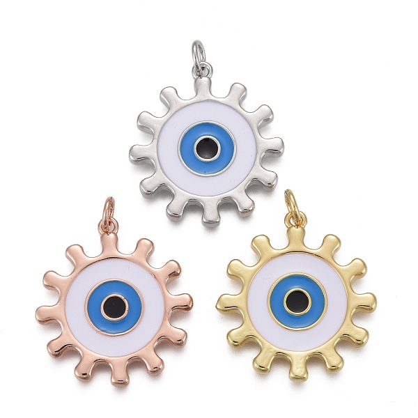 PandaHall Brass Enamel Pendants, with Jump Rings, Long-Lasting Plated, Gear with Evil Eye, Mixed Color, 24.5x22x2mm, Hole: 3mm Brass+Enamel..., White
PandaHall Brass Enamel Pendants, with Jump Rings, Long-Lasting Plated, Gear with Evil Eye, Mixed Color, 24.5x22x2mm, Hole: 3mm Brass+Enamel..., White