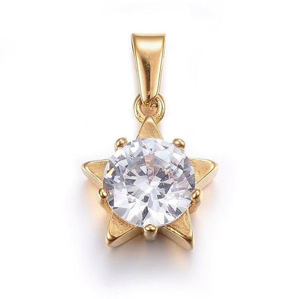 PandaHall Cubic Zirconia Charms, with 304 Stainless Steel Findings, Star, Clear, Golden, 14x12x5.5mm, Hole: 5x3mm Stainless Steel+Cubic...
PandaHall Cubic Zirconia Charms, with 304 Stainless Steel Findings, Star, Clear, Golden, 14x12x5.5mm, Hole: 5x3mm Stainless Steel+Cubic...