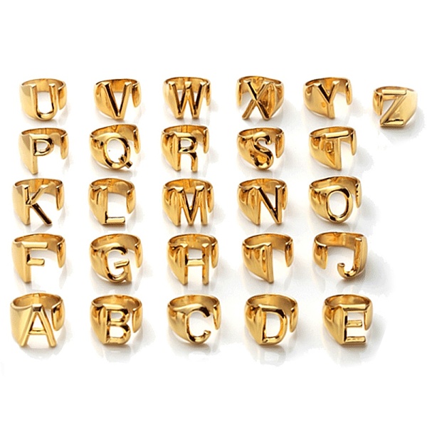 PandaHall Brass Cuff Rings, Open Rings, Long-Lasting Plated, Alphabet, Real 18K Gold Plated, Letter A~Z, Size 6, 17mm, 26 letters...
PandaHall Brass Cuff Rings, Open Rings, Long-Lasting Plated, Alphabet, Real 18K Gold Plated, Letter A~Z, Size 6, 17mm, 26 letters...