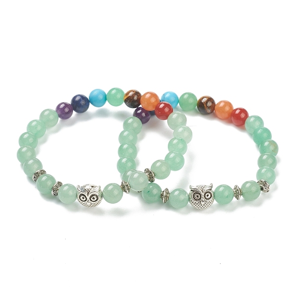 PandaHall Chakra Jewelry, Round Natural Green Aventurine & Gemstone Stretch Beaded Bracelets, with Alloy Owl Beads, Antique Silver, Inner...
PandaHall Chakra Jewelry, Round Natural Green Aventurine & Gemstone Stretch Beaded Bracelets, with Alloy Owl Beads, Antique Silver, Inner...