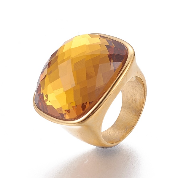 PandaHall Ion Plating(IP) 304 Stainless Steel Finger Rings, with Faceted Glass, Goldenrod, Size 6~9, 16~19mm Stainless Steel+Glass Gold
PandaHall Ion Plating(IP) 304 Stainless Steel Finger Rings, with Faceted Glass, Goldenrod, Size 6~9, 16~19mm Stainless Steel+Glass Gold