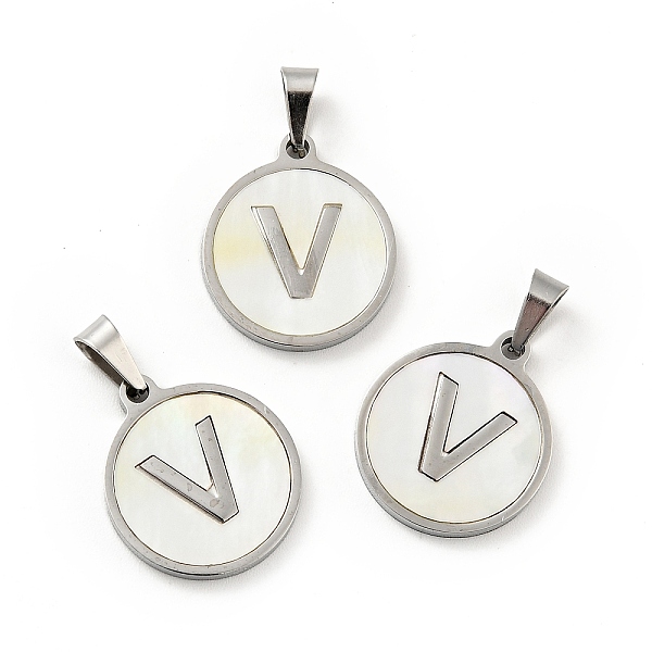 PandaHall 304 Stainless Steel with White Shell Pendants, Stainless Steel Color, Flat Round with Letter Charm, Letter.V, 18x16x1.5mm, Hole...
PandaHall 304 Stainless Steel with White Shell Pendants, Stainless Steel Color, Flat Round with Letter Charm, Letter.V, 18x16x1.5mm, Hole...