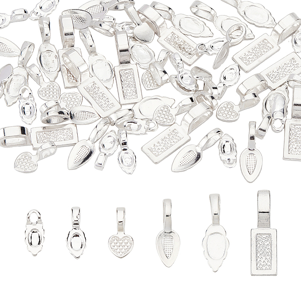 PandaHall ARRICRAFT 60Pcs 6 Style Tibetan Style Brass & Alloy Glue-on Flat Pad Bails, Leaf & Heart & Teardrop & Rectangle, Silver...
PandaHall ARRICRAFT 60Pcs 6 Style Tibetan Style Brass & Alloy Glue-on Flat Pad Bails, Leaf & Heart & Teardrop & Rectangle, Silver...