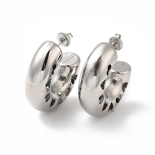 PandaHall 304 Stainless Steel Round with Heart Stud Earrings, Half Hoop Earrings, Stainless Steel Color, 31x10mm 304 Stainless Steel Heart
PandaHall 304 Stainless Steel Round with Heart Stud Earrings, Half Hoop Earrings, Stainless Steel Color, 31x10mm 304 Stainless Steel Heart