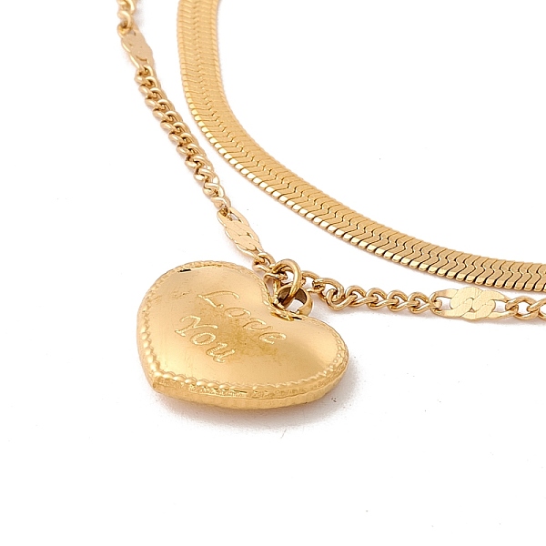 PandaHall Ion Plating(IP) 304 Stainless Steel Heart with Word Love You Charm Double Layers Multi-strand Anklet with Curb & Snake Chains for...
PandaHall Ion Plating(IP) 304 Stainless Steel Heart with Word Love You Charm Double Layers Multi-strand Anklet with Curb & Snake Chains for...