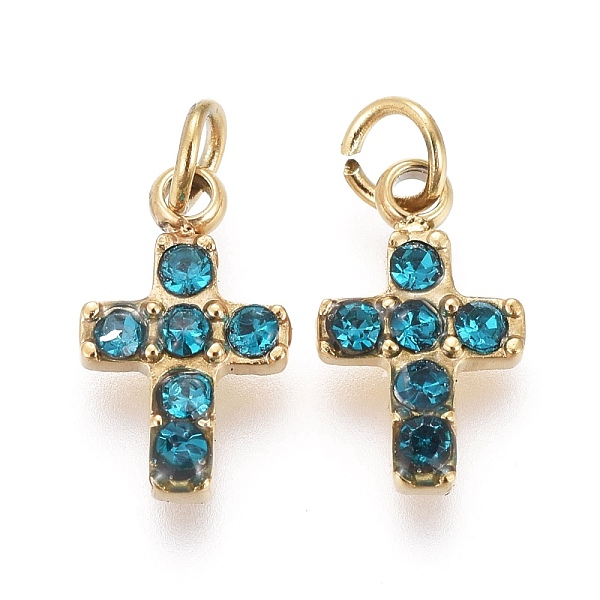 PandaHall 316 Surgical Stainless Steel Tiny Cross Charms, with Rhinestone and Jump Rings, Golden, Aquamarine, 8.5x5x1.5mm, Hole: 1.6mm..., Cyan
PandaHall 316 Surgical Stainless Steel Tiny Cross Charms, with Rhinestone and Jump Rings, Golden, Aquamarine, 8.5x5x1.5mm, Hole: 1.6mm..., Cyan