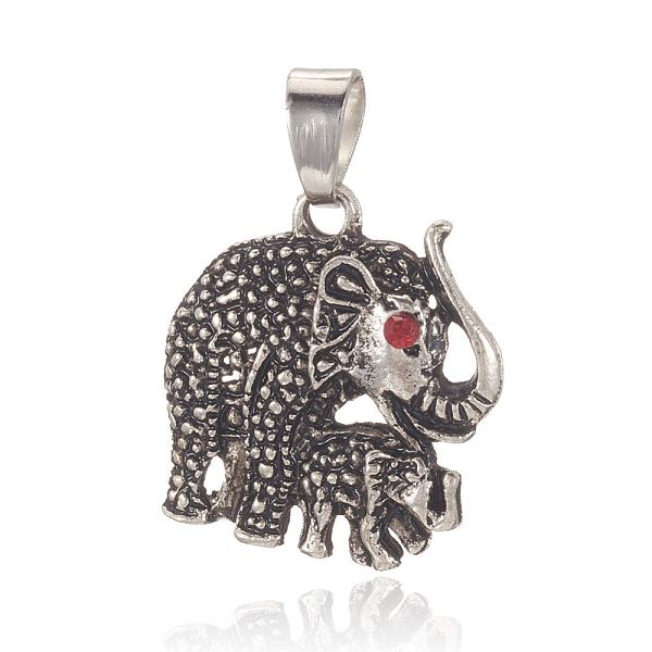PandaHall Tibetan Style Alloy Pendants, with Rhinestone, Elephant, Antique Silver, 22x20x3mm, Hole: 4x5mm Alloy+Rhinestone Elephant Red
PandaHall Tibetan Style Alloy Pendants, with Rhinestone, Elephant, Antique Silver, 22x20x3mm, Hole: 4x5mm Alloy+Rhinestone Elephant Red