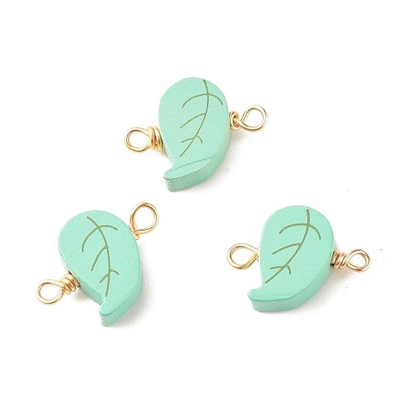 PandaHall Spray Painted Wood Connector Charms, with Golden Tone Copper Wire Loops, Leaf, Aquamarine, 25~26.5x20x7~7.5mm, Hole: 2.5~3.5mm..., Green
PandaHall Spray Painted Wood Connector Charms, with Golden Tone Copper Wire Loops, Leaf, Aquamarine, 25~26.5x20x7~7.5mm, Hole: 2.5~3.5mm..., Green