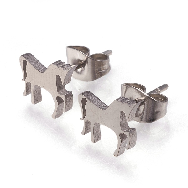 PandaHall 304 Stainless Steel Stud Earrings, with Ear Nuts, Unicorn, Stainless Steel Color, 9x10x1.5mm, Pin: 0.8mm, 12pairs/card 304...
PandaHall 304 Stainless Steel Stud Earrings, with Ear Nuts, Unicorn, Stainless Steel Color, 9x10x1.5mm, Pin: 0.8mm, 12pairs/card 304...