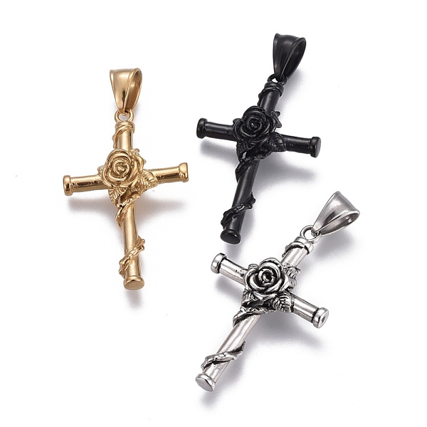 PandaHall 304 Stainless Steel Pendants, Cross with Rose, Mixed Color, 40~40.5x25x8mm, Hole: 5x8.5mm 304 Stainless Steel Cross Multicolor
PandaHall 304 Stainless Steel Pendants, Cross with Rose, Mixed Color, 40~40.5x25x8mm, Hole: 5x8.5mm 304 Stainless Steel Cross Multicolor