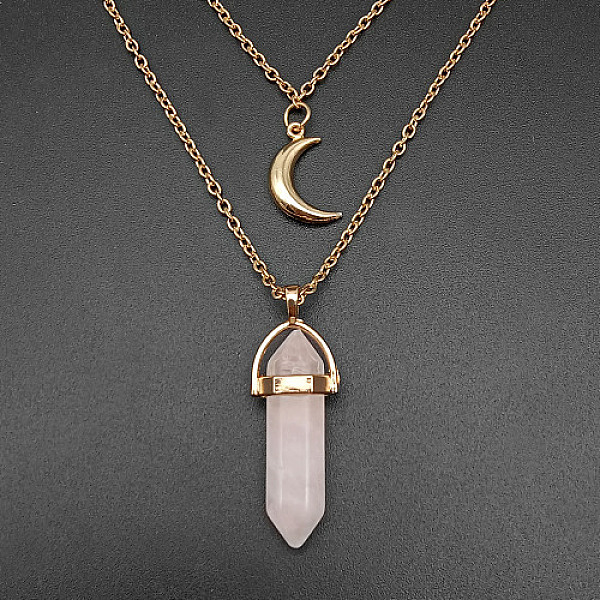 PandaHall Natural Rose Quartz Cone Pendant Double Layer Necklace, with Moon Charms, 19.69 inch(50cm) Rose Quartz Cone
PandaHall Natural Rose Quartz Cone Pendant Double Layer Necklace, with Moon Charms, 19.69 inch(50cm) Rose Quartz Cone