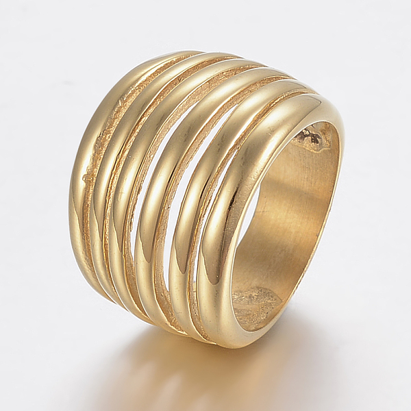 PandaHall Ion Plating(IP) 304 Stainless Steel Wide Band Finger Rings, Hollow, Golden, Size 6~9, 16~19mm 304 Stainless Steel
PandaHall Ion Plating(IP) 304 Stainless Steel Wide Band Finger Rings, Hollow, Golden, Size 6~9, 16~19mm 304 Stainless Steel