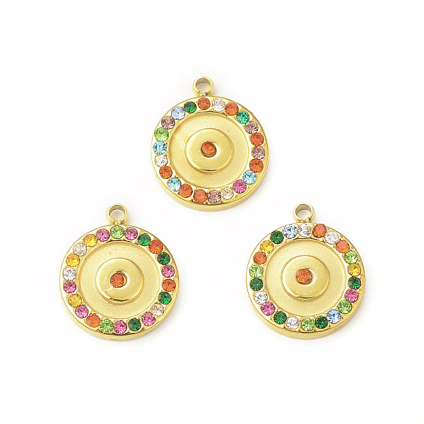 PandaHall 304 Stainless Steel Rhinestone Pendants, Flat Round Charm, Real 18K Gold Plated, 12x10x2mm, Hole: 1.2mm Stainless Steel+Rhinestone..., Multicolor
PandaHall 304 Stainless Steel Rhinestone Pendants, Flat Round Charm, Real 18K Gold Plated, 12x10x2mm, Hole: 1.2mm Stainless Steel+Rhinestone..., Multicolor