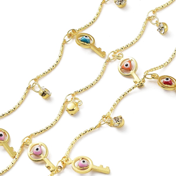 PandaHall Brass Curved Bar Link Chains, with Glass & Colorful Enamel Key with Evil Eye Charms, Soldered, with Spool, Real 18K Gold Plated..., Multicolor
PandaHall Brass Curved Bar Link Chains, with Glass & Colorful Enamel Key with Evil Eye Charms, Soldered, with Spool, Real 18K Gold Plated..., Multicolor